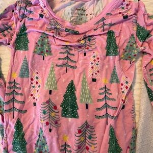 Little Sleepies Festive Tree pajamas Pink and Green